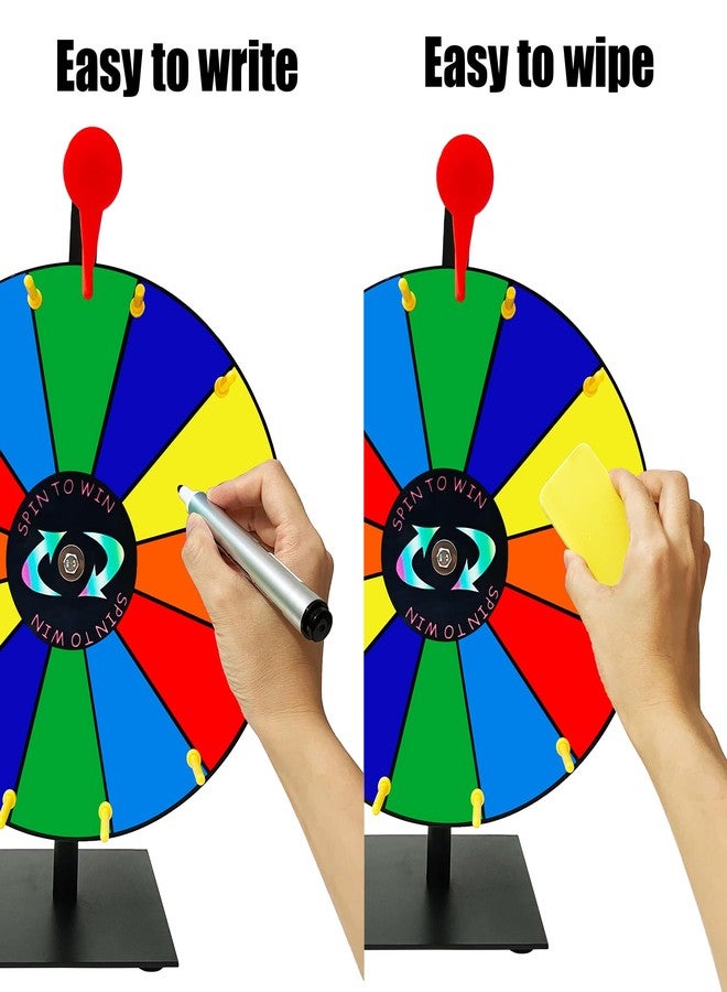 Bejudud 12 Inch Spinning Prize Wheel with 12 Slots, Heavy Duty Base and Stand, Tabletop Roulette Spinner of Fortune, Spin The Wheel with Eraser for Trade Show, Carnival (12 Inches) - Image 4